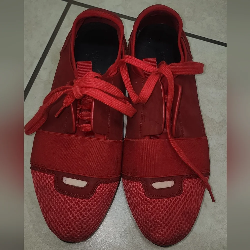 Balenciaga Red Slip-On‎ Athletic Sneakers, Size 41.